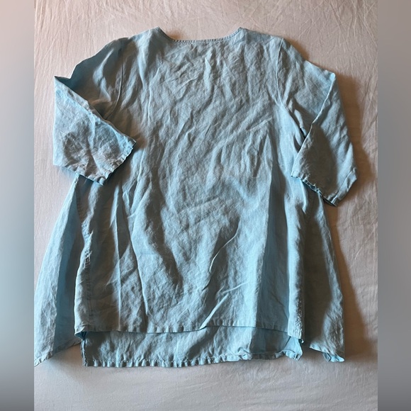 et' lois lagenlook 100% linen tunic in pastel blue Size M - Picture 4 of 10